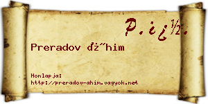Preradov Áhim névjegykártya